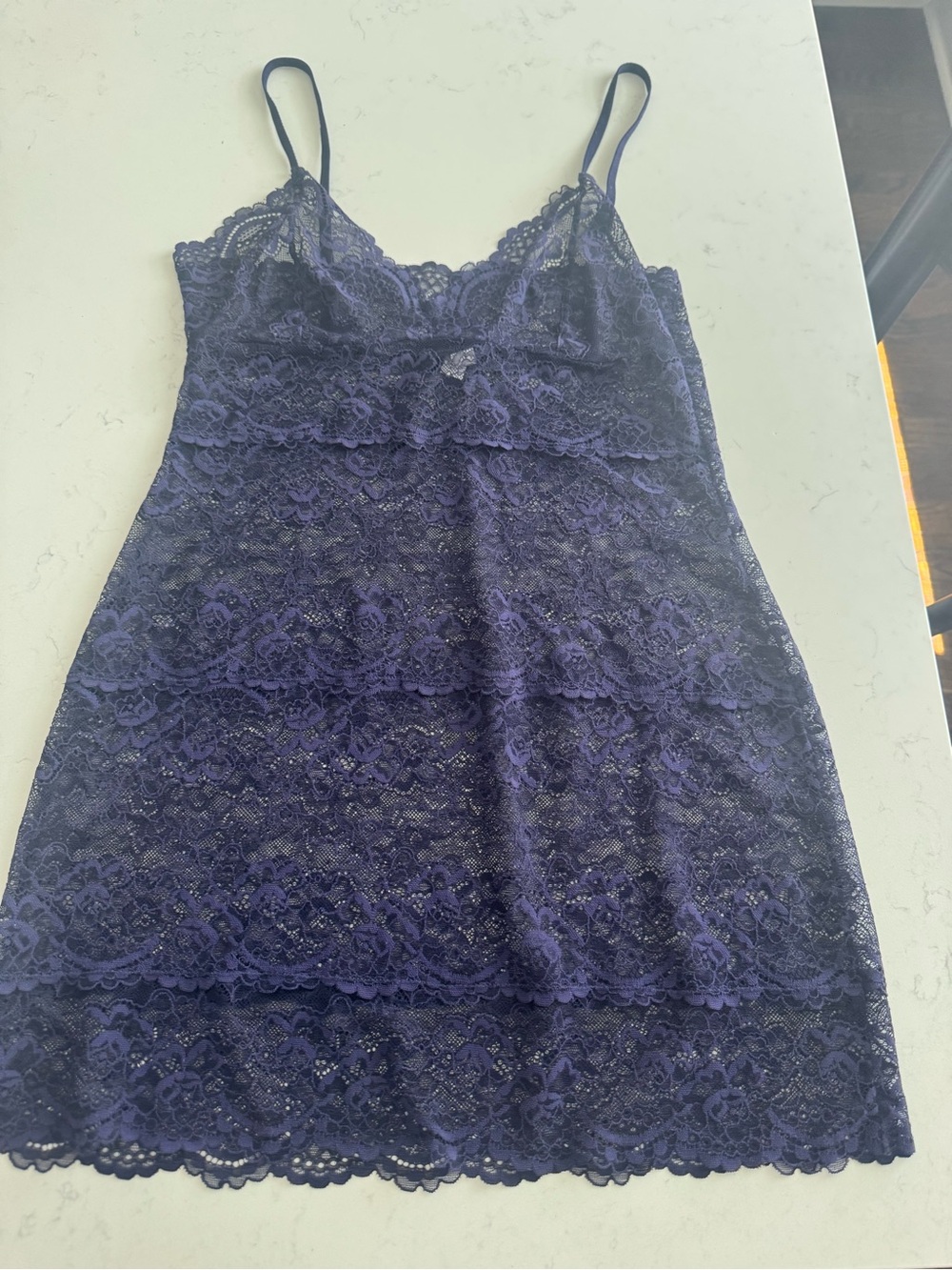 Samantha Chang Deep Navy Lace Chemise